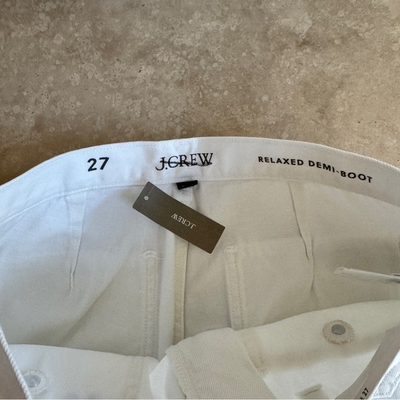 J Crew White Sailor Mid Rise Relaxed Demi Boot Jean Womens Size 27 Gold Buttons - Picture 14 of 16